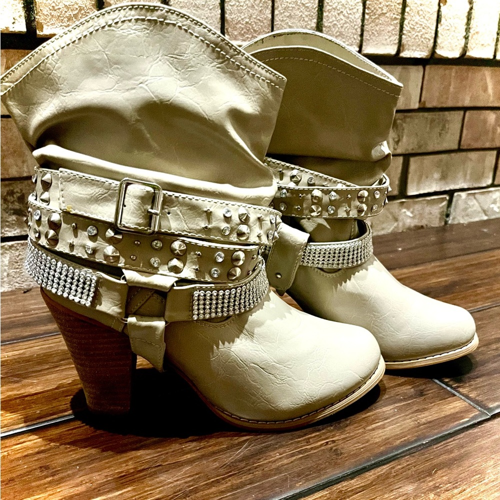 Dolce Studded Heel Wrap Around Ankle Bootie